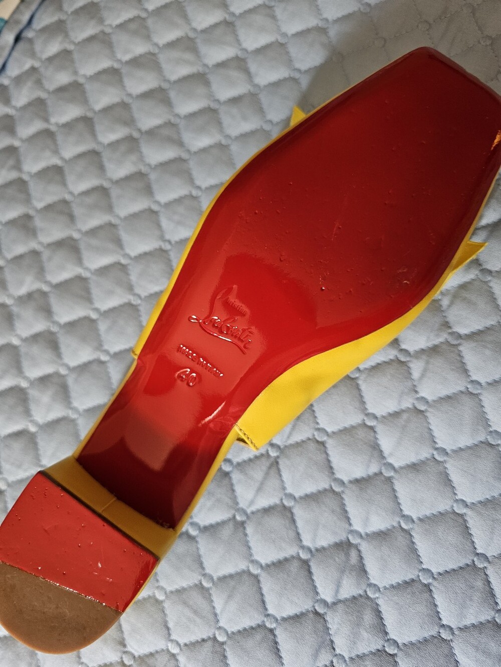 Christian Louboutin Bright Yellow Slingback Flats With Bow - Picture 6 of 6